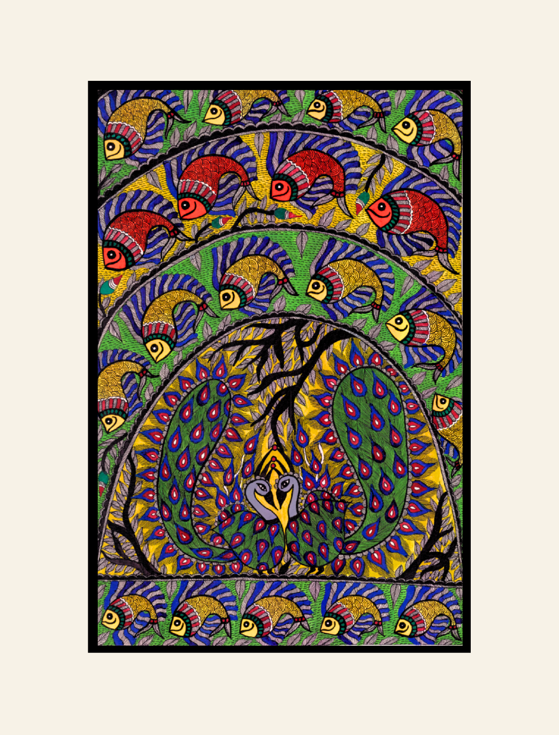 Madhubani Painting - Handmade Madhubani Peacock Artwork – Zuvani