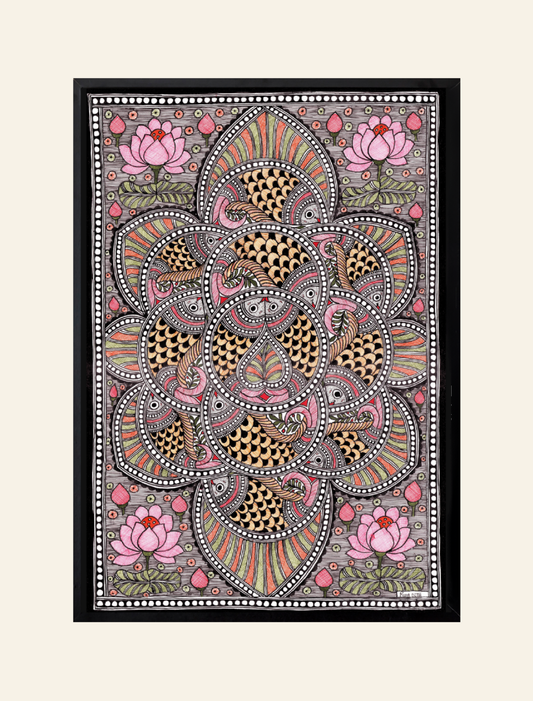 Madhubani Lotus Fish Mandala