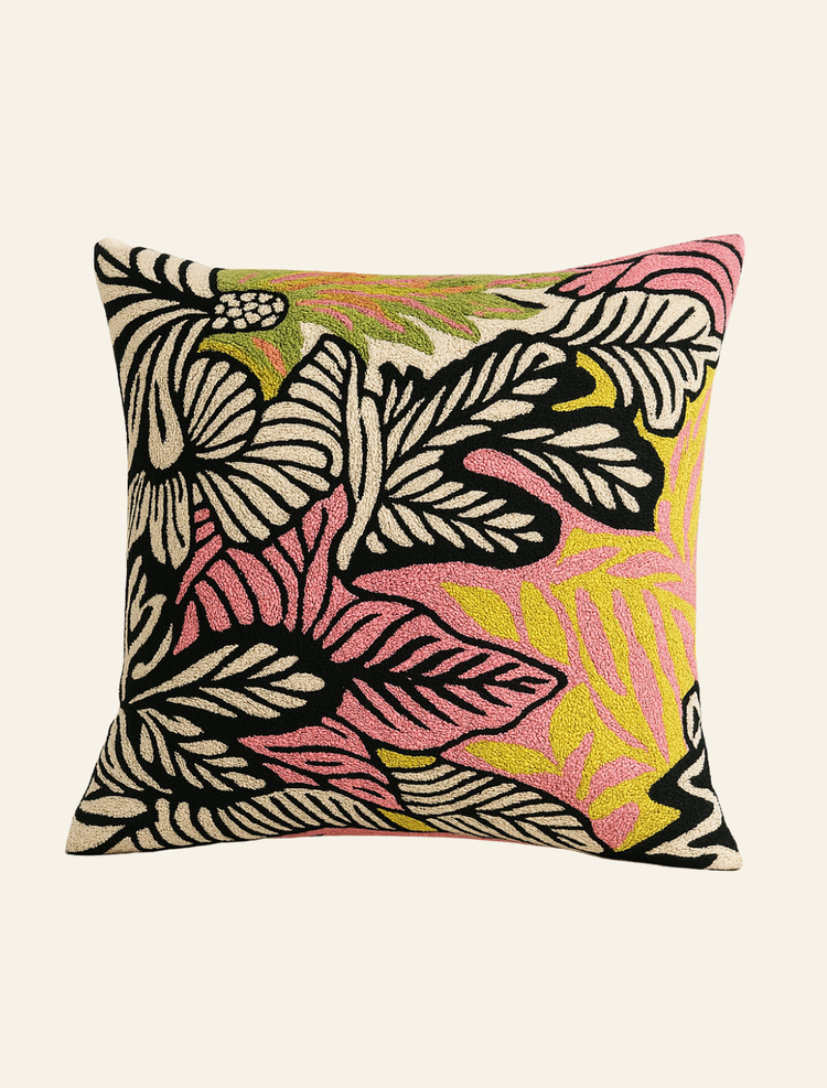 Pair of Abstract Handmade Floral Cushion Covers