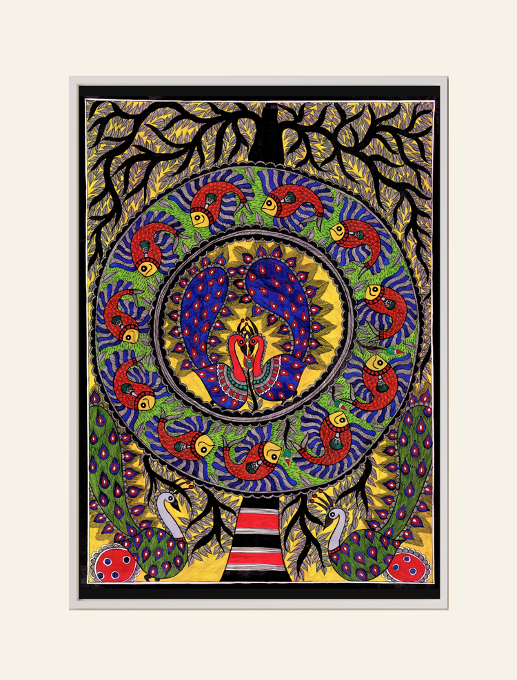 Cosmic Tree Madhubani Art