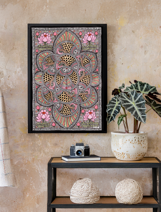 Madhubani Lotus Fish Mandala