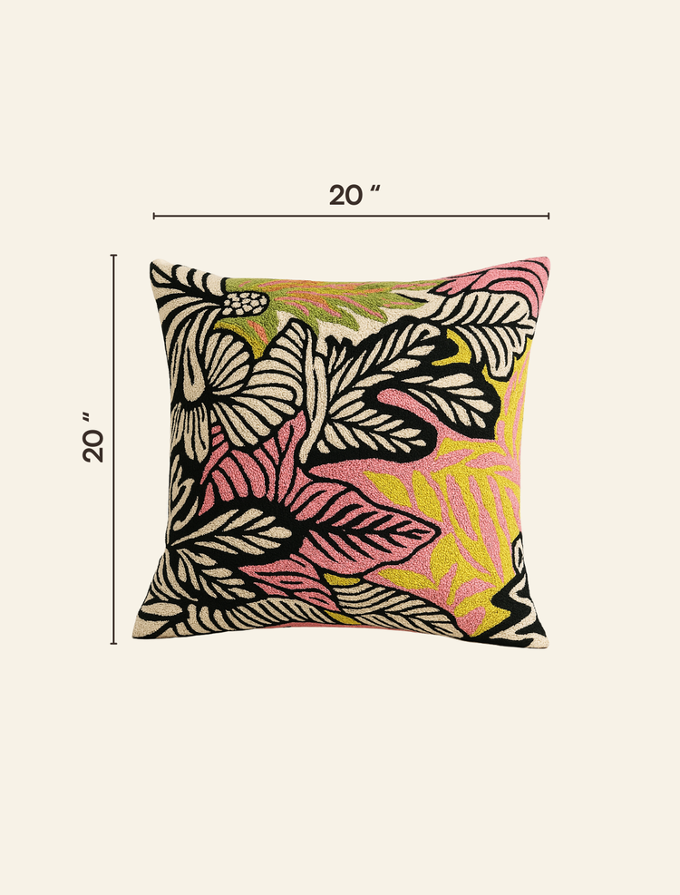 Pair of Abstract Handmade Floral Cushion Covers