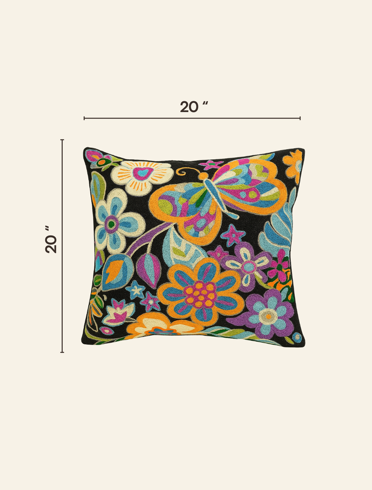 Pair of Embroidered Butterfly Cushion Covers