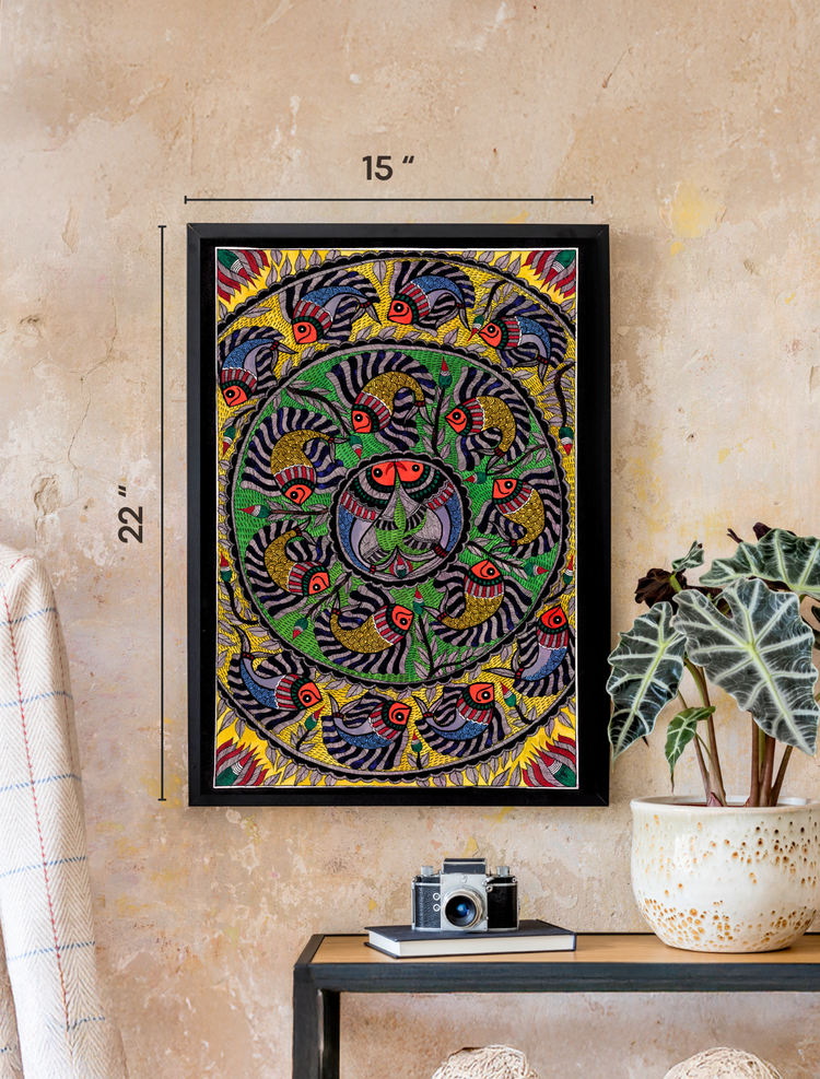 Madhubani Aquatic Life Painting