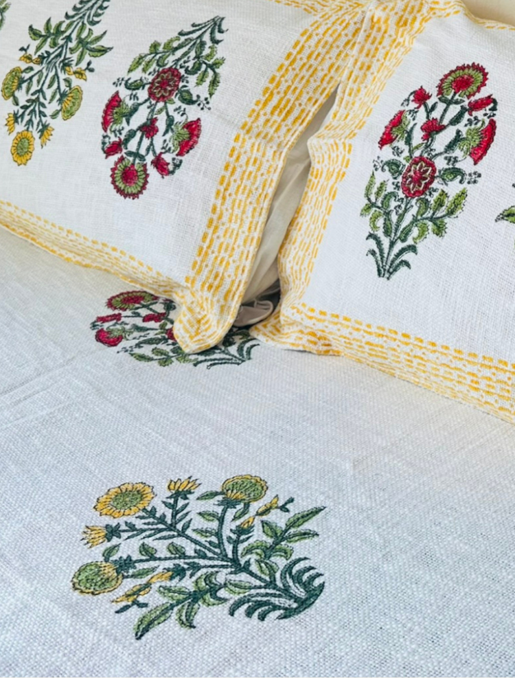 Handmade Floral Jute Bedsheet