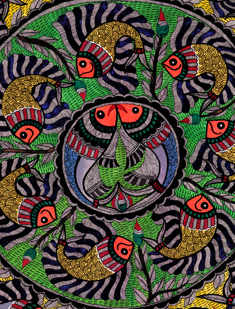Madhubani Aquatic Life Painting