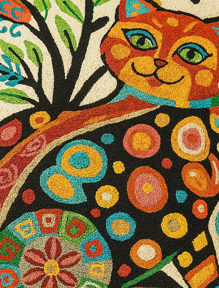 Pair of Embroidered Cat Cushion Cover