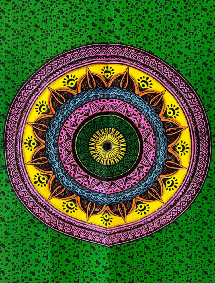 Green Mandala Wall Tapestry