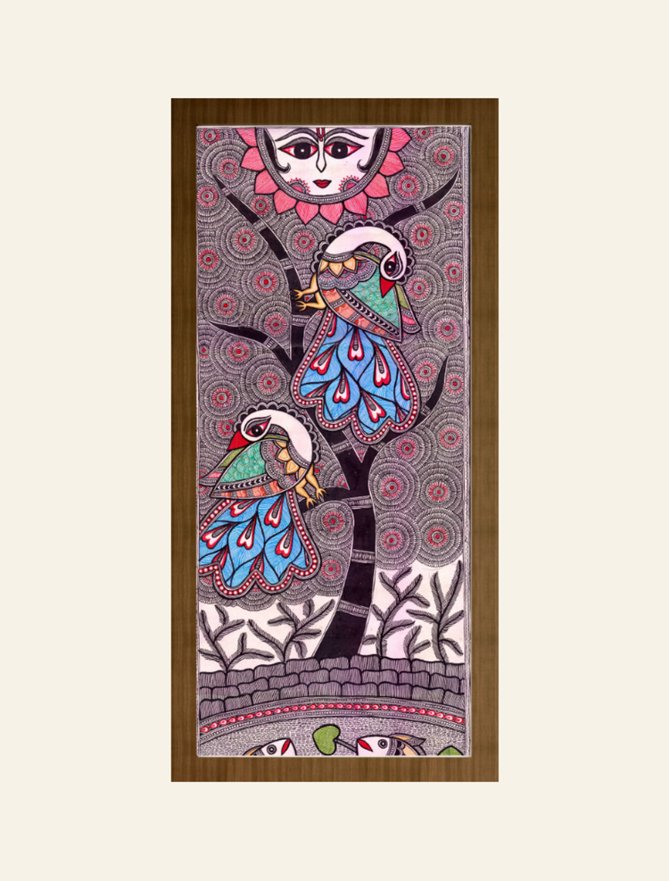 Radiant Devotion- Madhubani Nature Painting