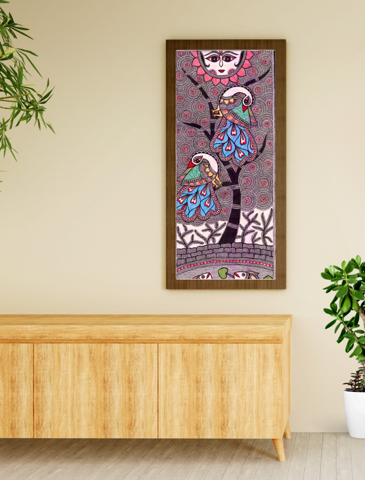 Radiant Devotion- Madhubani Nature Painting