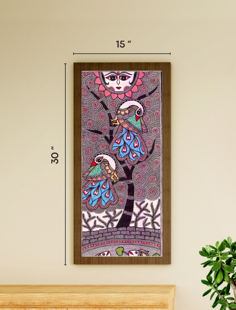 Radiant Devotion- Madhubani Nature Painting