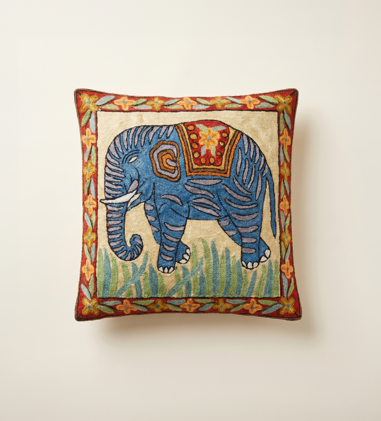 Pair of Elephant Himalayan Wool Cushion Covers