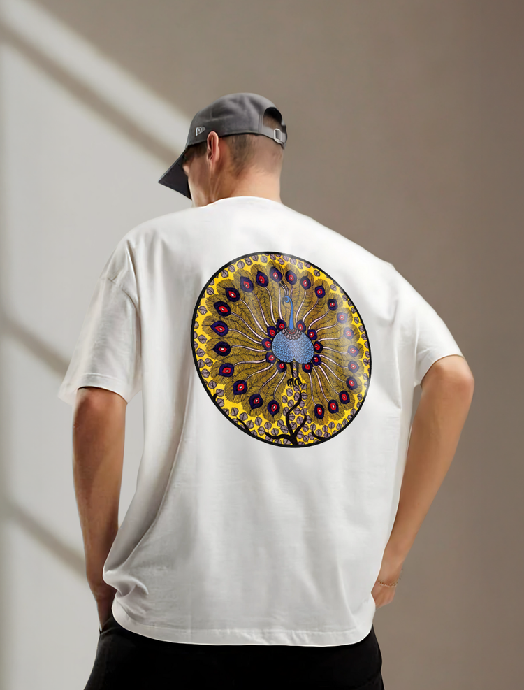 Royal Peacock Back Print Graphic Tee | Cotton T-Shirt