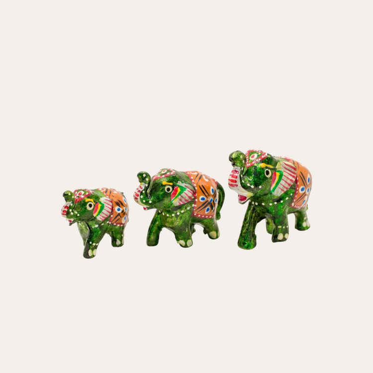 Wooden Handpainted Elephant Family Set