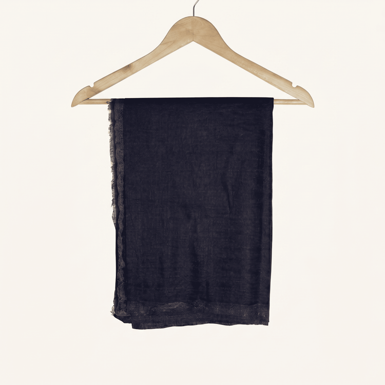 Midnight Navy Blue & Bronze Reversible Double-Faced Cashmere Scarf
