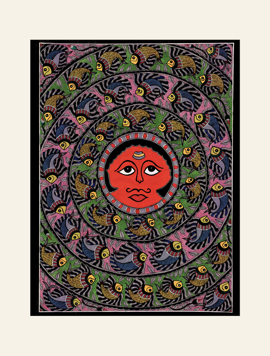 Sun God Madhubani Art