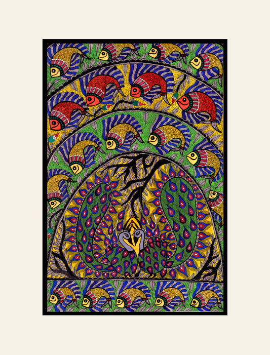 Handmade Madhubani Peacock Artwork