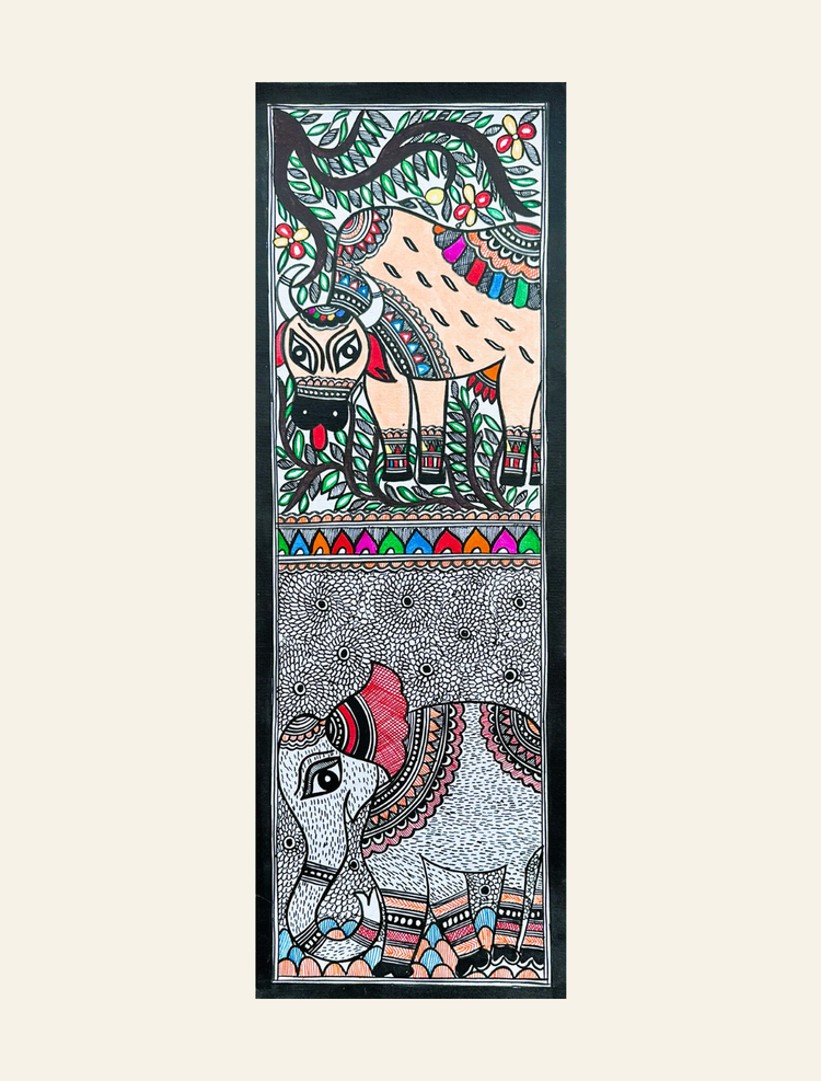 Sacred Indian Animal Madhubani Art