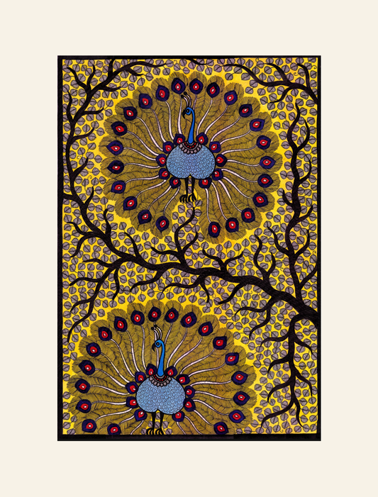 Majestic Madhubani Peacock Artwork