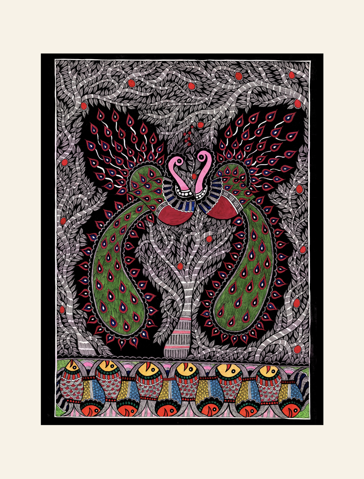 Madhubani Peacocks Artwork