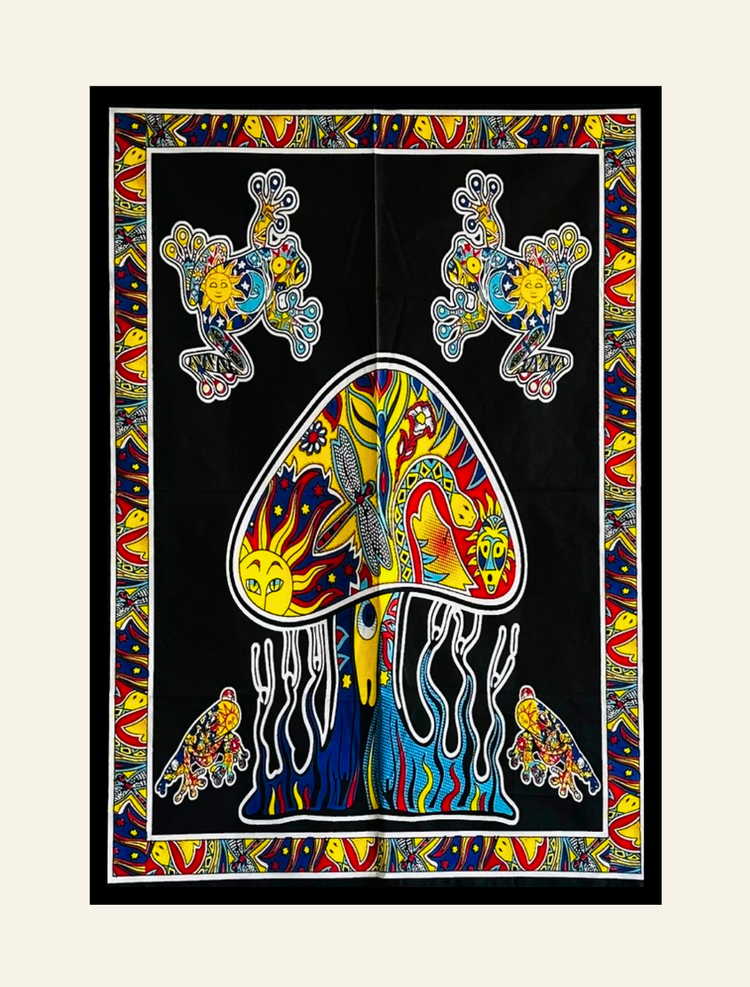 Psychedelic Mushroom Art Tapestry