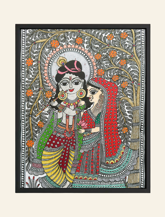 Radha Krishna- Handmade Madhubani Painting