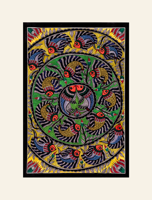 Madhubani Aquatic Life Painting