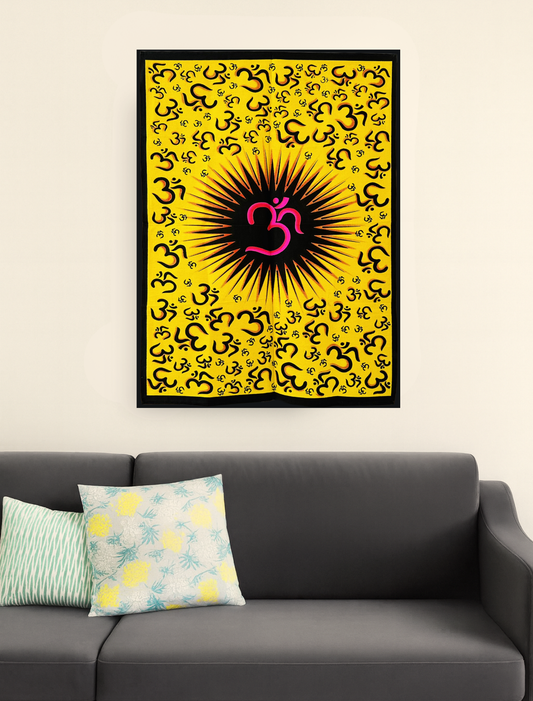 Spiritual Sunburst Om Wall Decor - Yellow