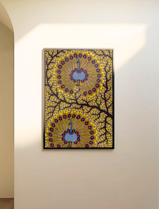 Majestic Madhubani Peacock Artwork