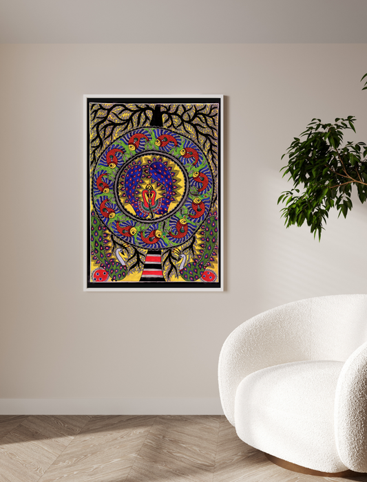 Cosmic Tree Madhubani Art