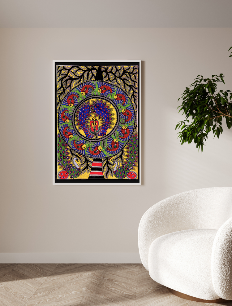 Cosmic Tree Madhubani Art