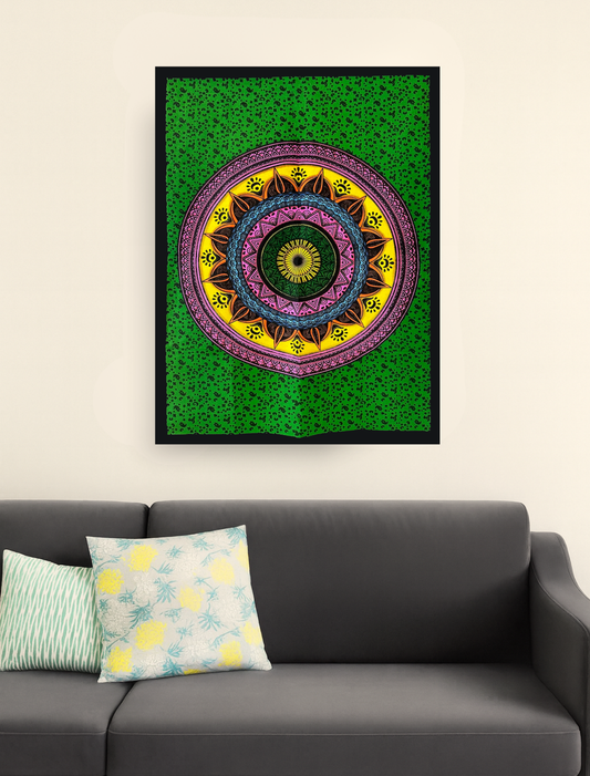 Green Mandala Wall Tapestry