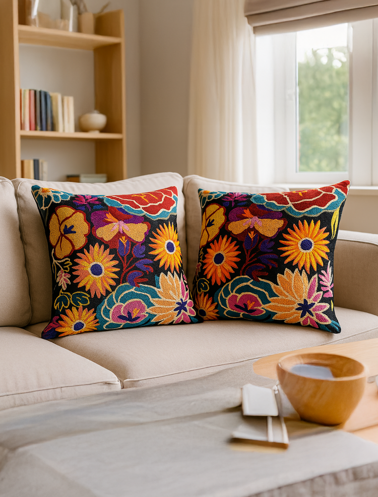 Pair of Botanical Handmade Cushion Covers