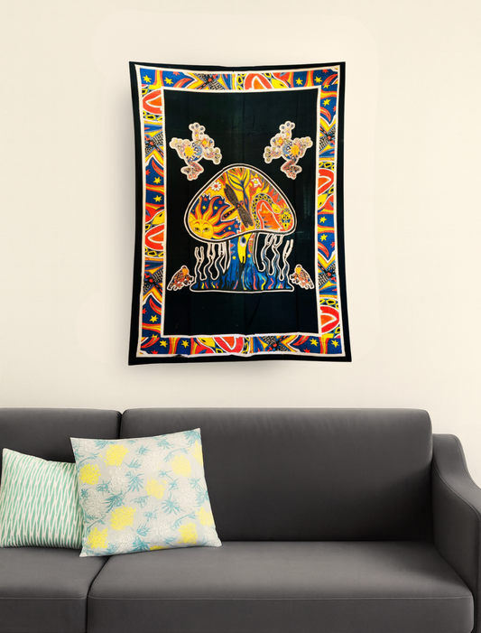 Psychedelic Mushroom Art Tapestry