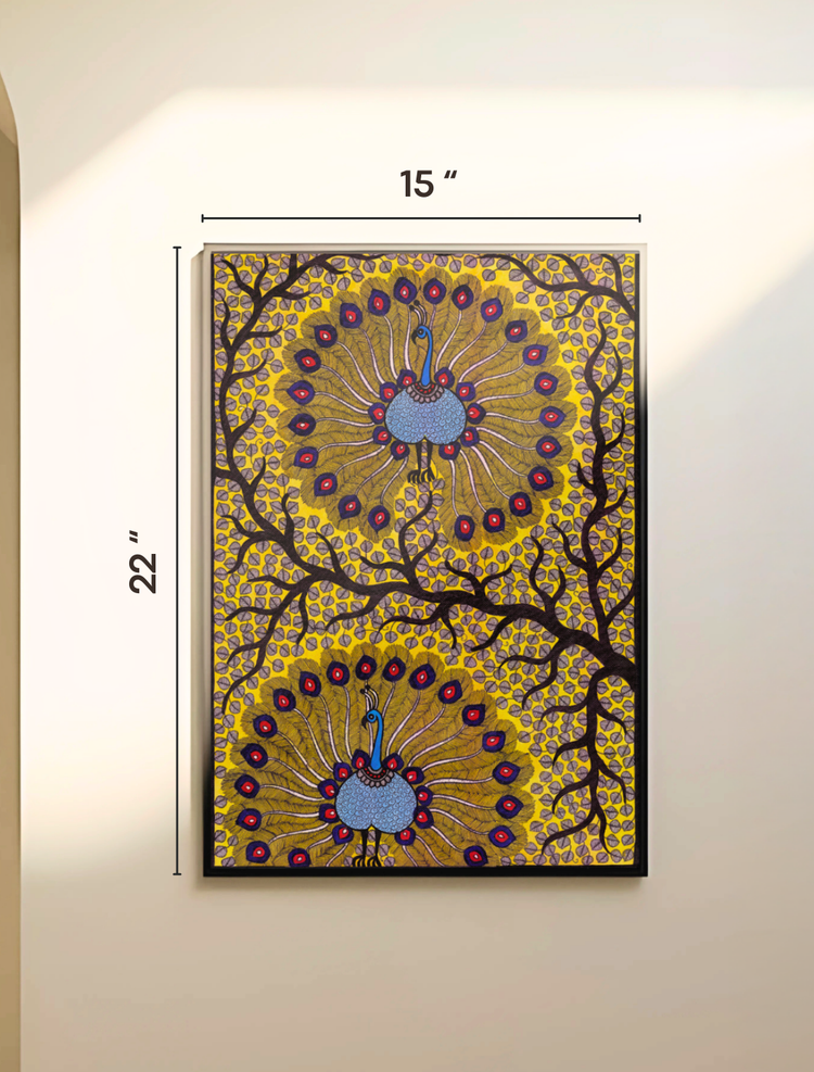 Majestic Madhubani Peacock Artwork