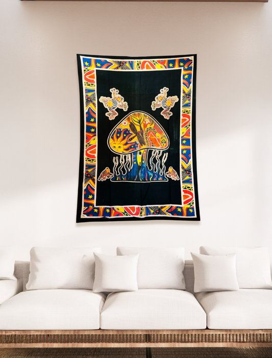 Psychedelic Handmade Mushroom Wall Tapestry