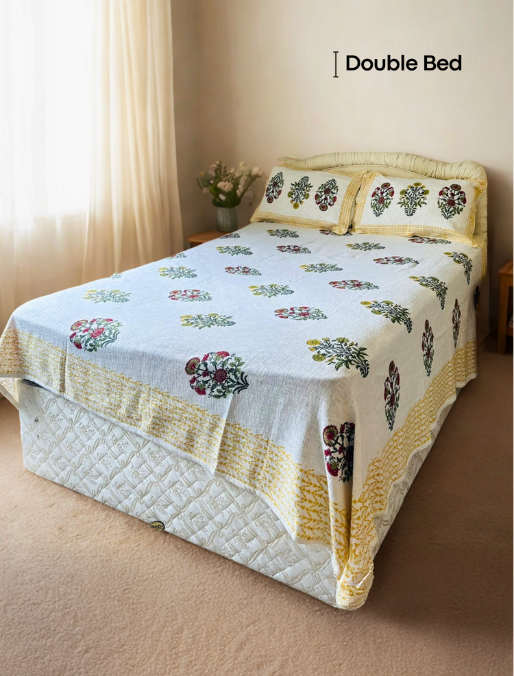 Handmade Floral Jute Bedsheet