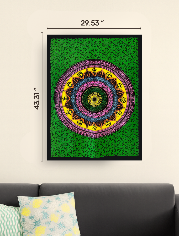 Green Mandala Wall Tapestry