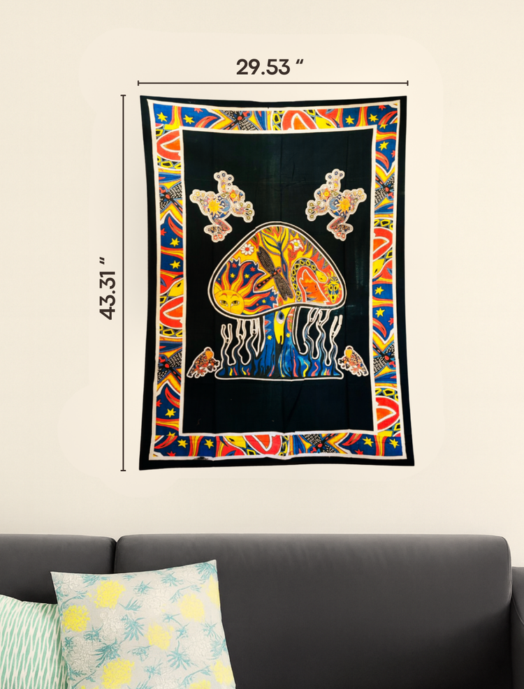 Psychedelic Mushroom Art Tapestry