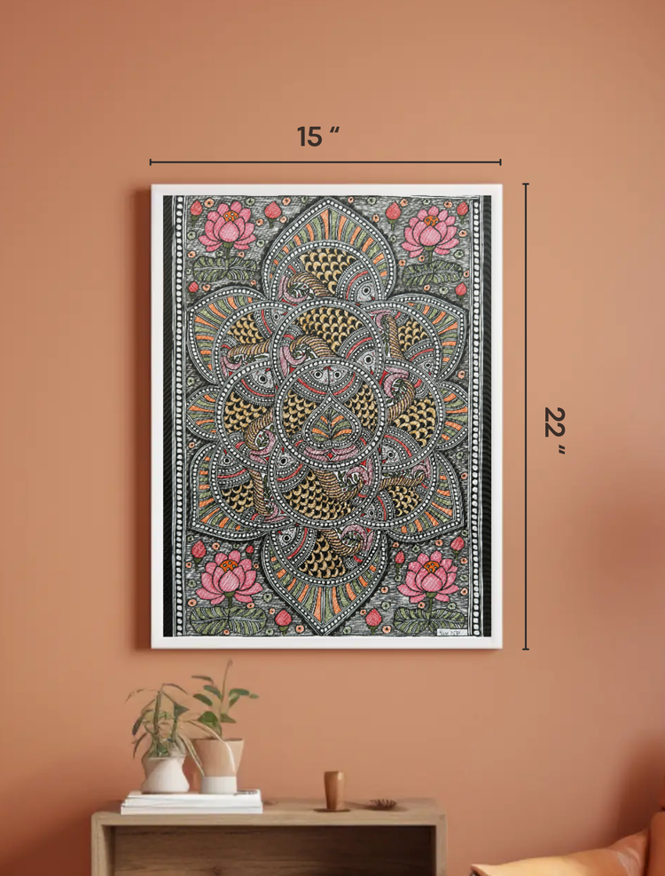 Madhubani Lotus Fish Mandala