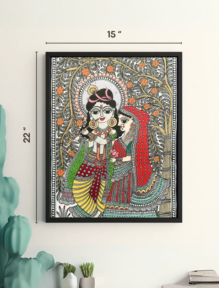 Radha Krishna- Handmade Madhubani Painting