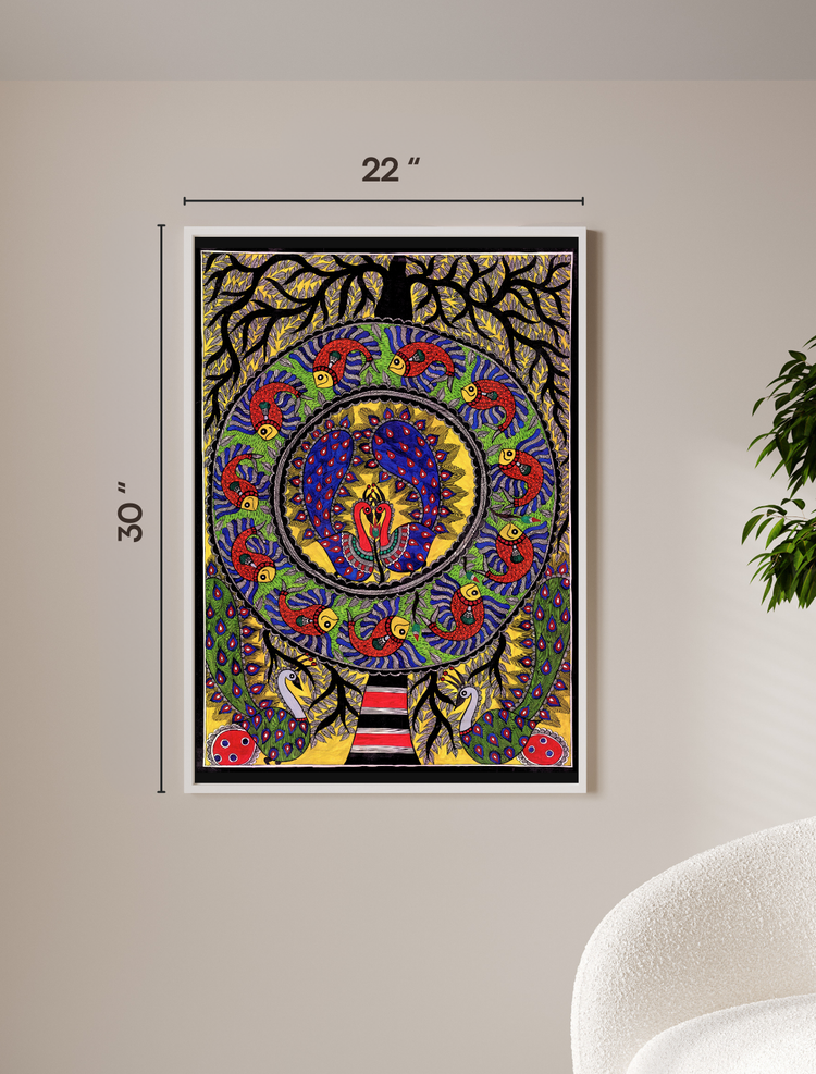 Cosmic Tree Madhubani Art