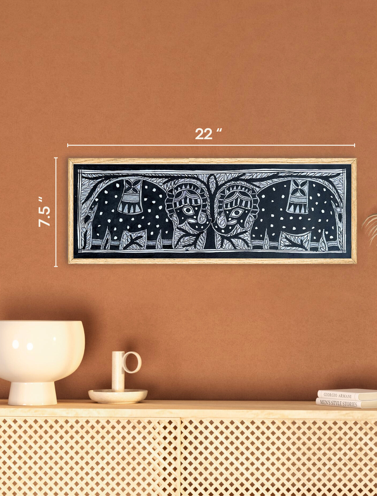Madhubani Elephants Wall Painting