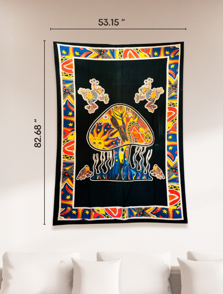 Psychedelic Handmade Mushroom Wall Tapestry