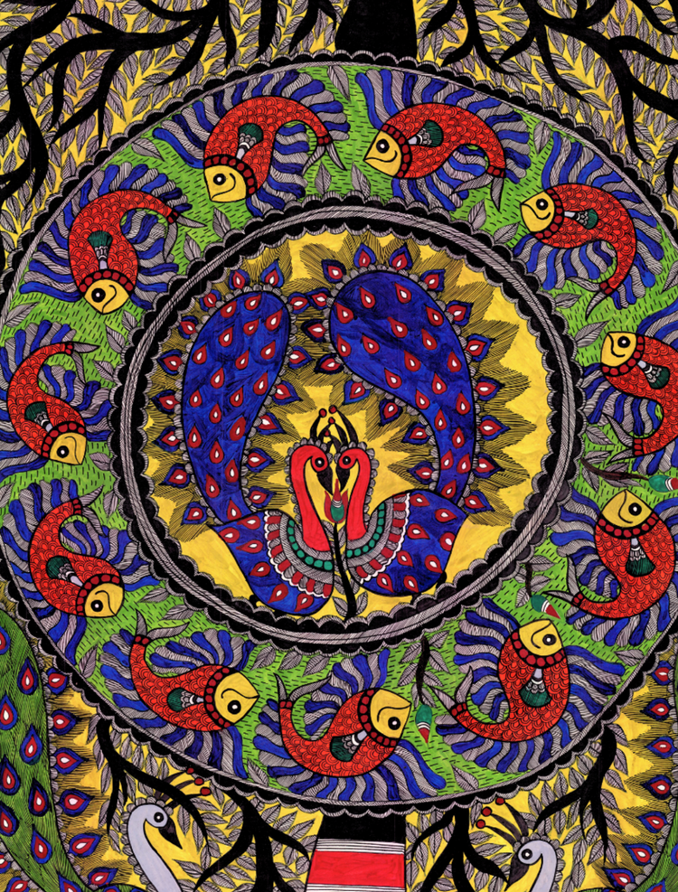 Cosmic Tree Madhubani Art