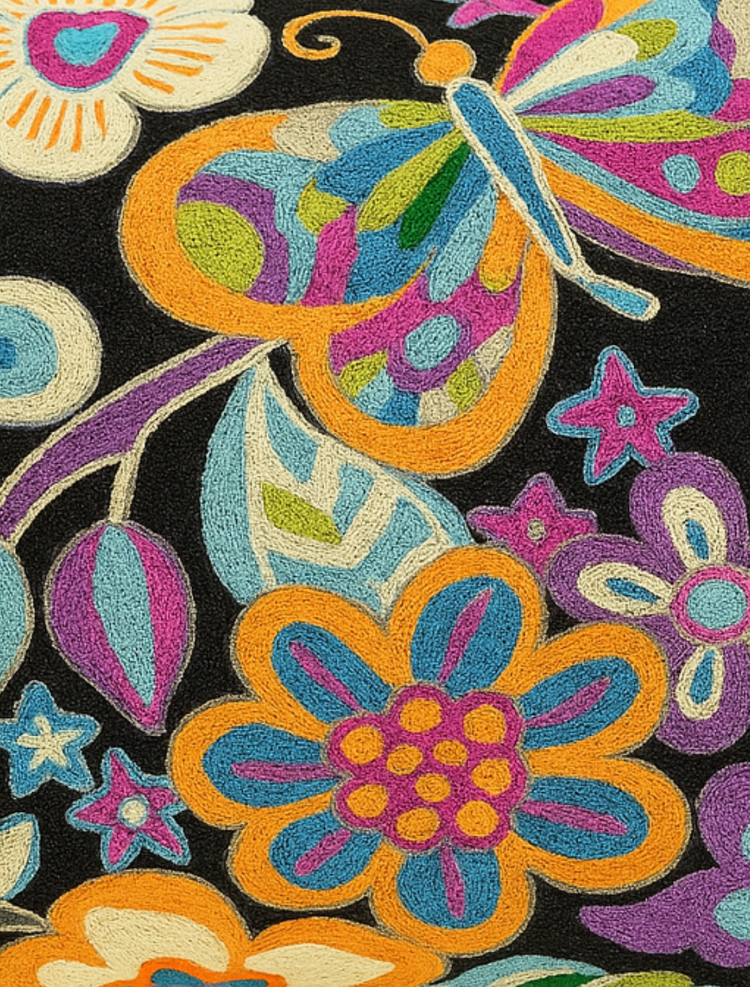 Pair of Embroidered Butterfly Cushion Covers