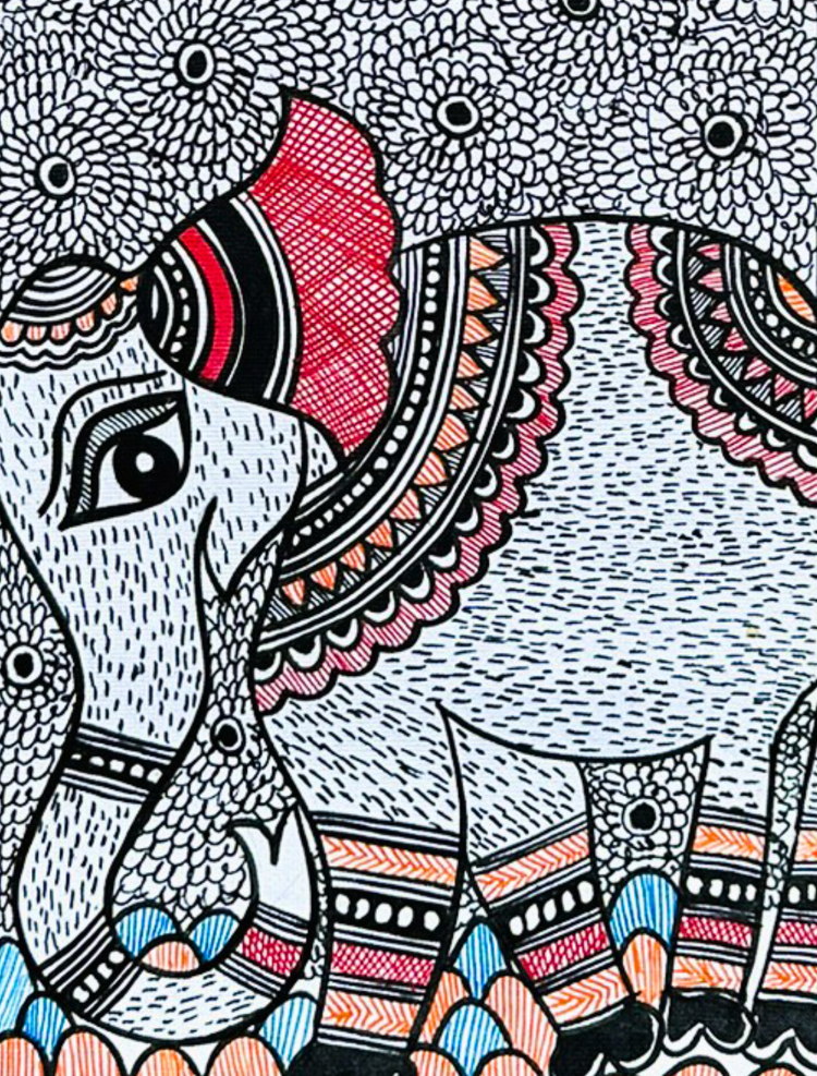 Sacred Indian Animal Madhubani Art