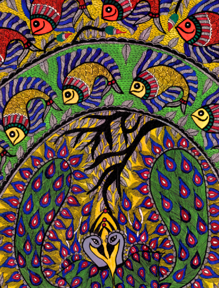 Handmade Madhubani Peacock Artwork