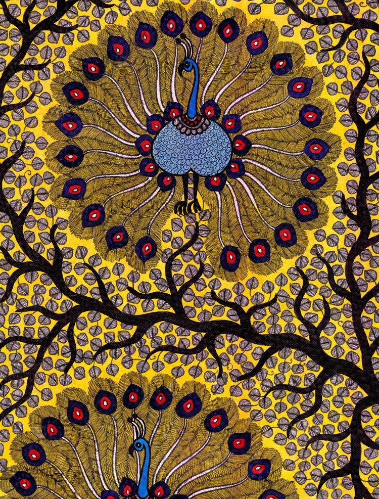 Majestic Madhubani Peacock Artwork