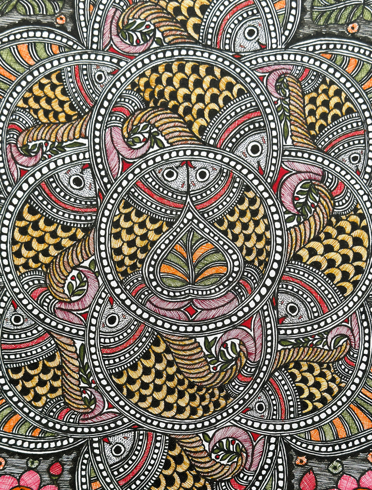 Madhubani Lotus Fish Mandala